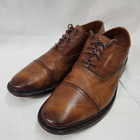 Frye Paul Bal Brown Leather Oxford Shoes Lace-Up Cap-Toe Classic Men's Size 9.5D - Picture 1 of 10